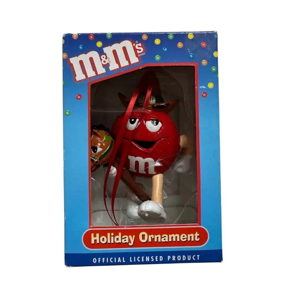 Vintage KURT ADLER Red M&M Candy Ornament Broom Horse *NEW* 2005 Cowboy Country